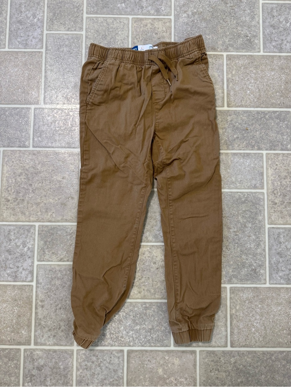Kids Brown Elastic Waist Jogger Pants
